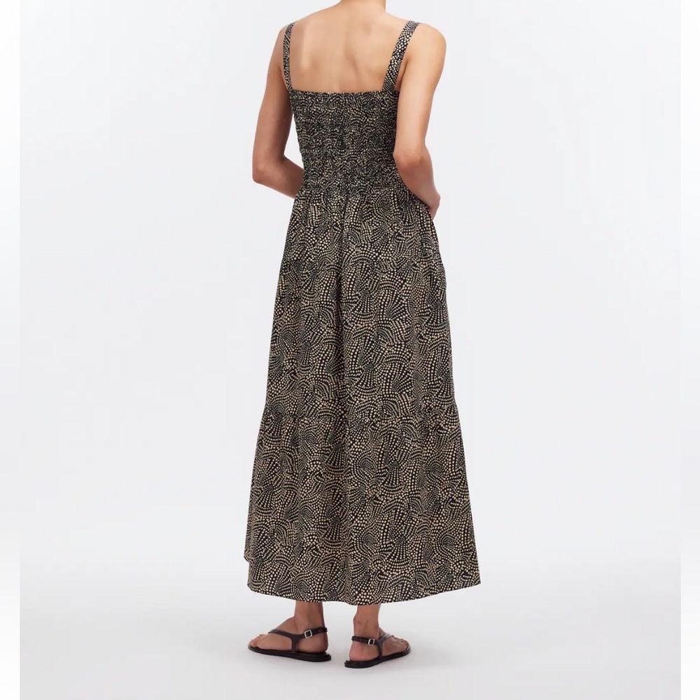 MADEWELL Smocked Drop-Waist Spiral Dot Black Cream Cotton Maxi Dress SUM 24 SM? - Picture 5 of 14